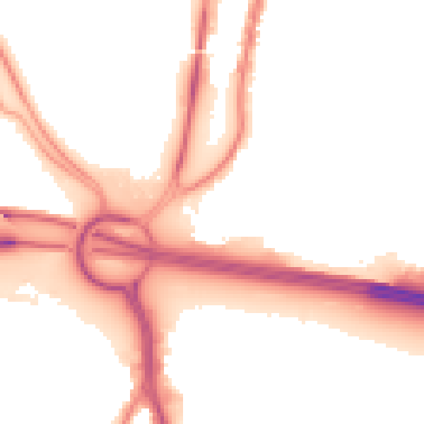 Night-time road noise heatmap for PO6 2SZ