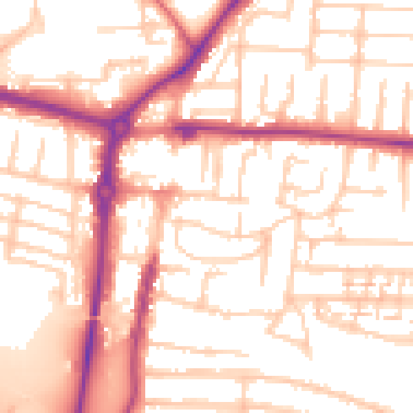 Daytime road noise heatmap for PO6 3DF