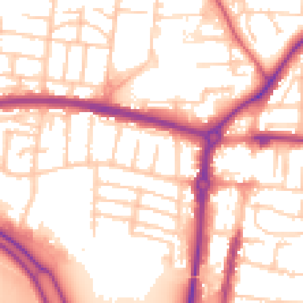 Daytime road noise heatmap for PO6 3JB