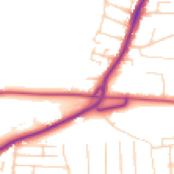 Daytime road noise heatmap for PO6 3LR