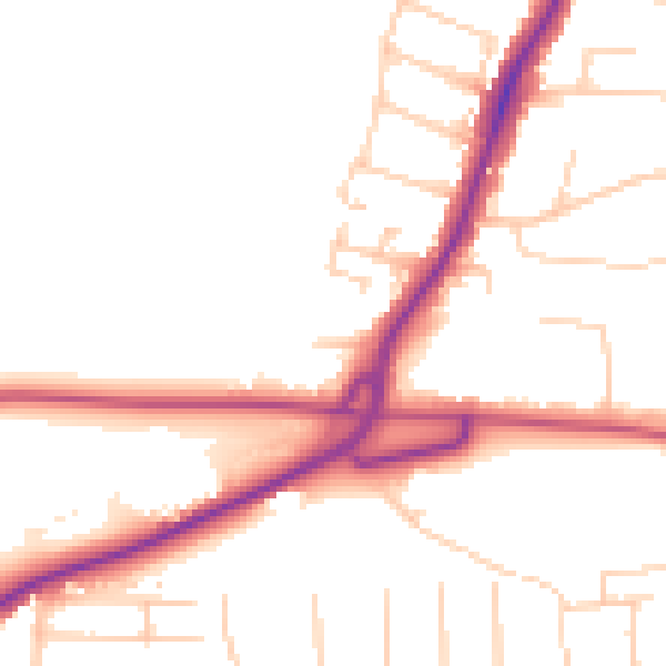 Daytime road noise heatmap for PO6 3ND