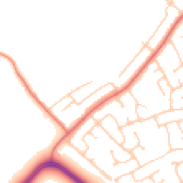 Daytime road noise heatmap for PR1 0LS