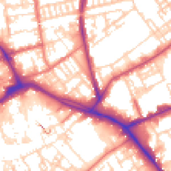 Daytime road noise heatmap for PR1 1UP