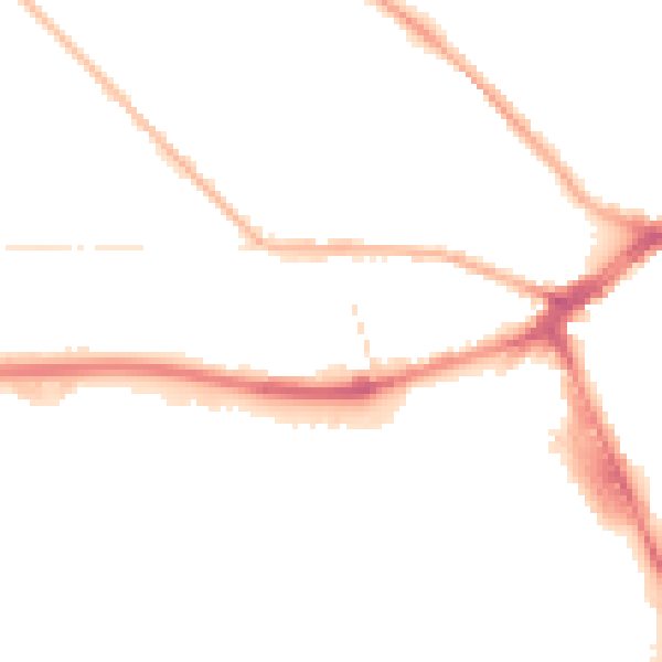 Night-time road noise heatmap for PR2 1BA