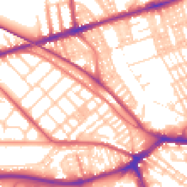 Daytime road noise heatmap for PR2 1BH