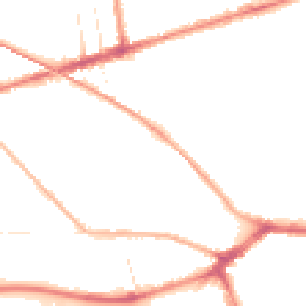 Night-time road noise heatmap for PR2 1BH