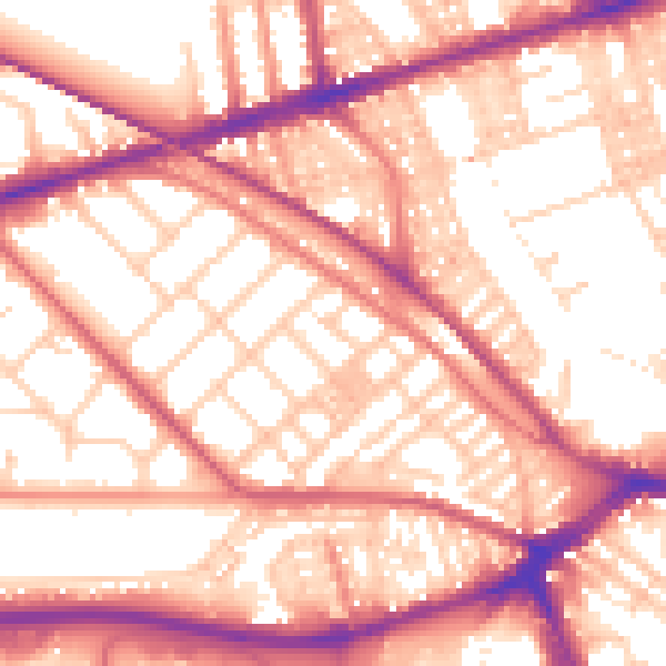 Daytime road noise heatmap for PR2 1BT