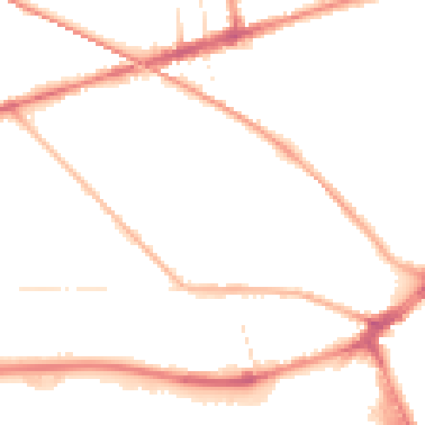 Night-time road noise heatmap for PR2 1DG