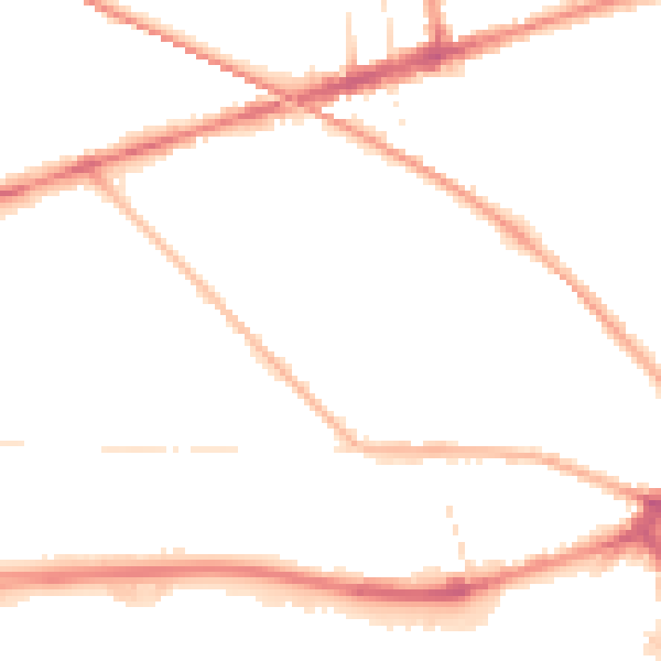 Night-time road noise heatmap for PR2 1DQ