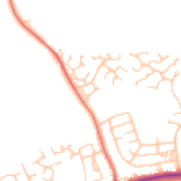 Daytime road noise heatmap for PR2 1RY