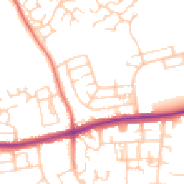 Daytime road noise heatmap for PR2 1UB