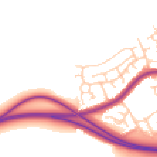 Daytime road noise heatmap for PR2 1XY