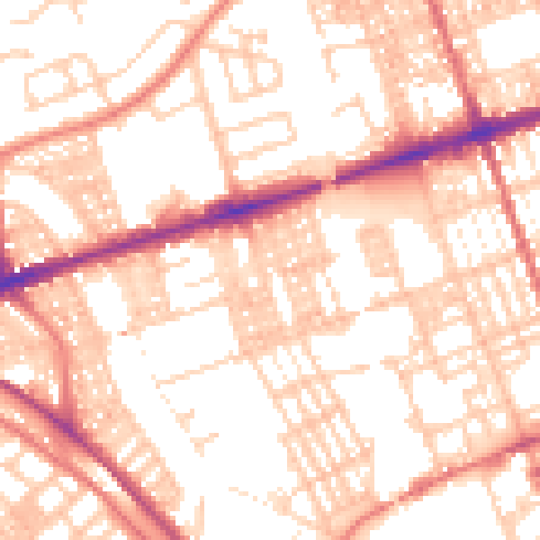 Daytime road noise heatmap for PR2 2BN