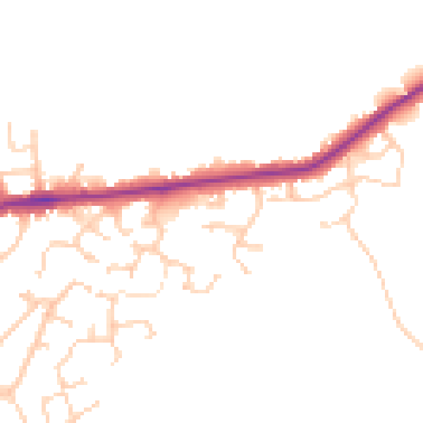 Daytime road noise heatmap for PR2 5HY