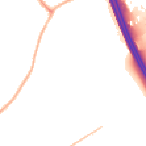 Night-time road noise heatmap for PR2 6EW