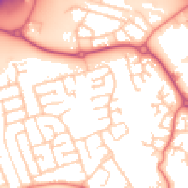 Daytime road noise heatmap for PR2 9FQ