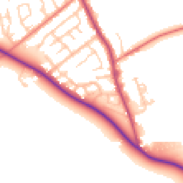 Daytime road noise heatmap for PR3 0EJ