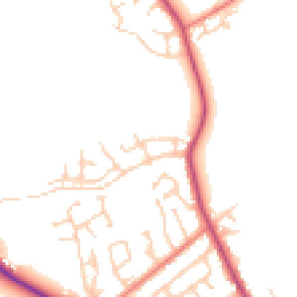 Daytime road noise heatmap for PR3 0QP