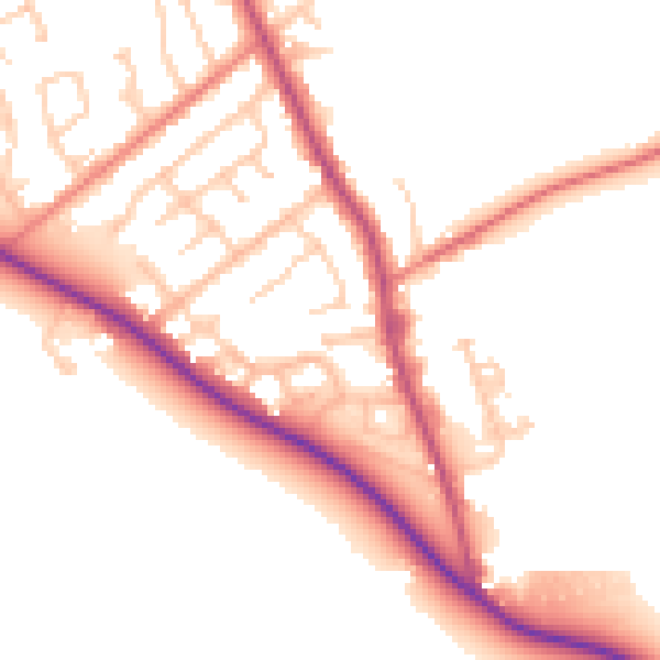Daytime road noise heatmap for PR3 0QX