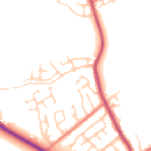 Daytime road noise heatmap for PR3 1YW