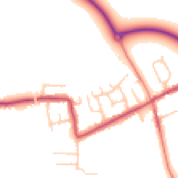 Daytime road noise heatmap for PR3 5JU