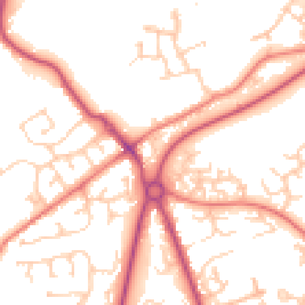 Daytime road noise heatmap for PR4 0AA