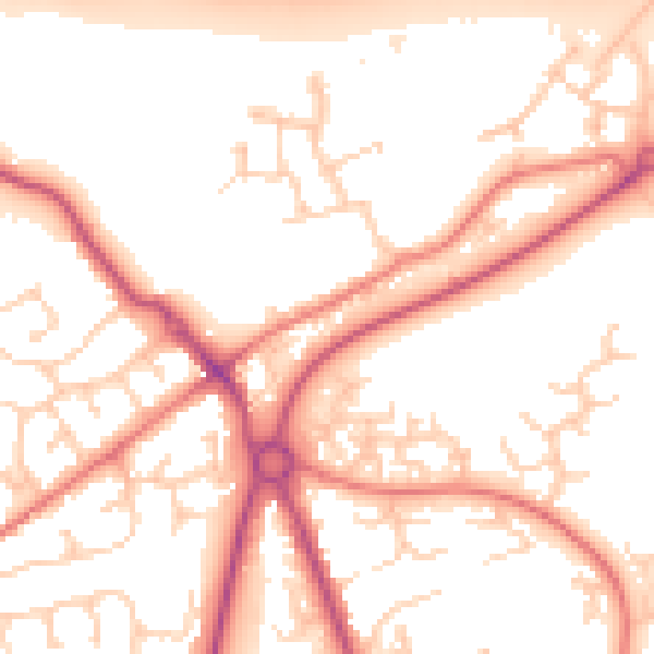 Daytime road noise heatmap for PR4 0AD