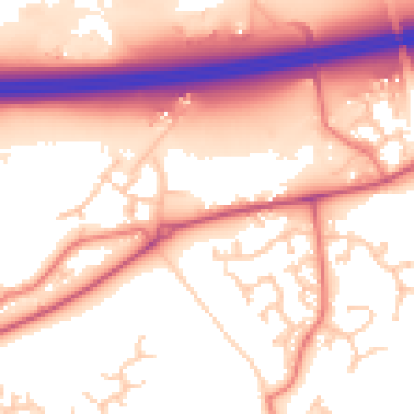 Daytime road noise heatmap for PR4 0AE