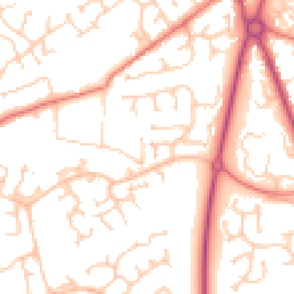 Daytime road noise heatmap for PR4 0AF