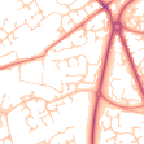 Daytime road noise heatmap for PR4 0AG