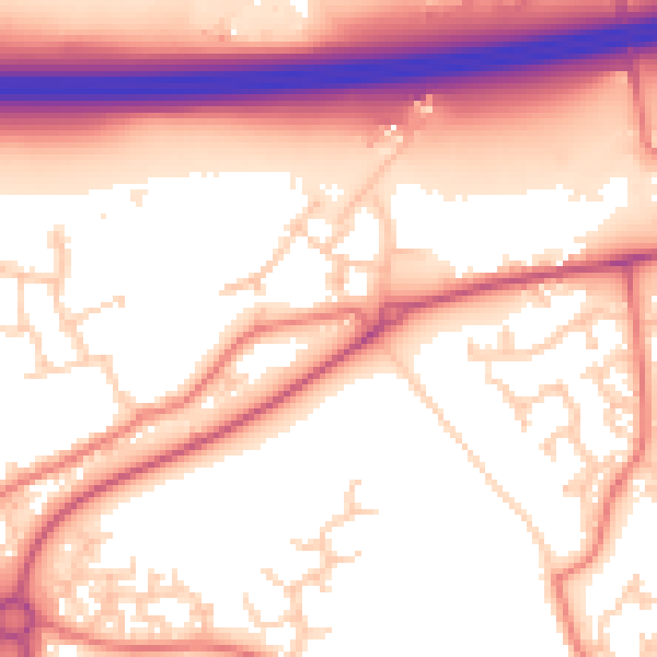 Daytime road noise heatmap for PR4 0AH