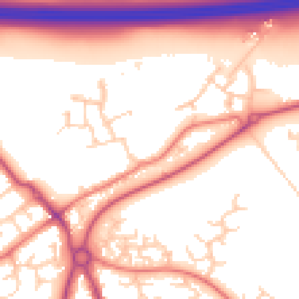 Daytime road noise heatmap for PR4 0AJ