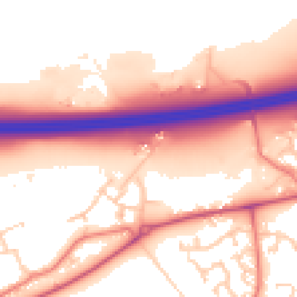 Daytime road noise heatmap for PR4 0AL