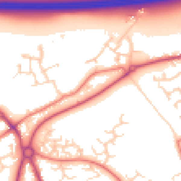 Daytime road noise heatmap for PR4 0AN