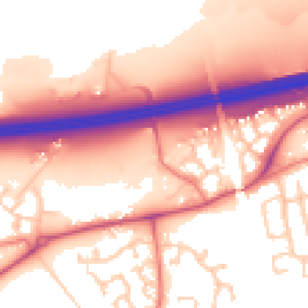 Daytime road noise heatmap for PR4 0AP