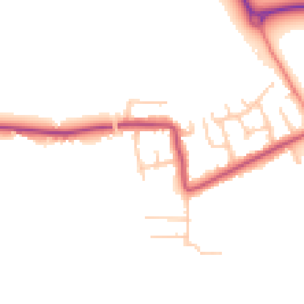 Daytime road noise heatmap for PR4 0AU
