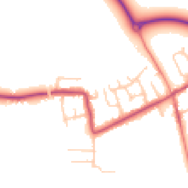 Daytime road noise heatmap for PR4 0AX