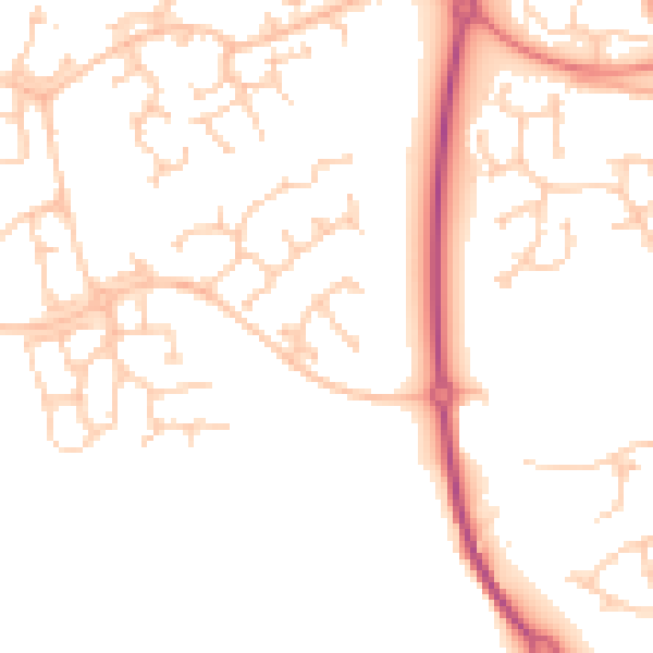 Daytime road noise heatmap for PR4 0AZ