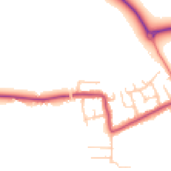 Daytime road noise heatmap for PR4 0BS