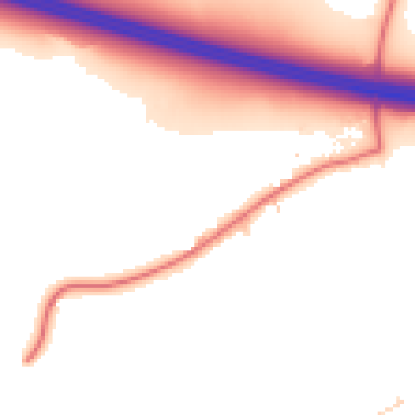 Daytime road noise heatmap for PR4 0BU