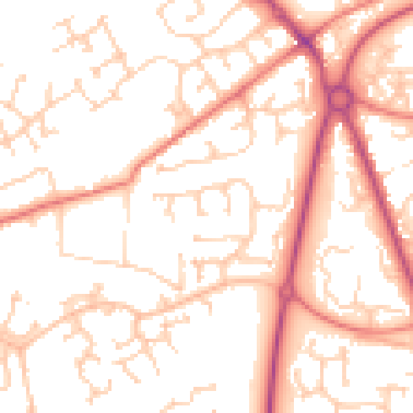 Daytime road noise heatmap for PR4 0BW