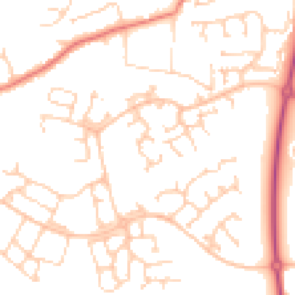 Daytime road noise heatmap for PR4 0BY