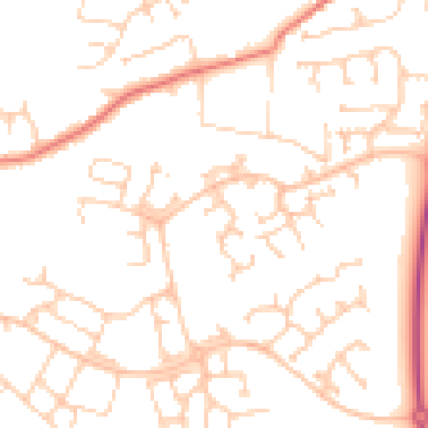 Daytime road noise heatmap for PR4 0BZ