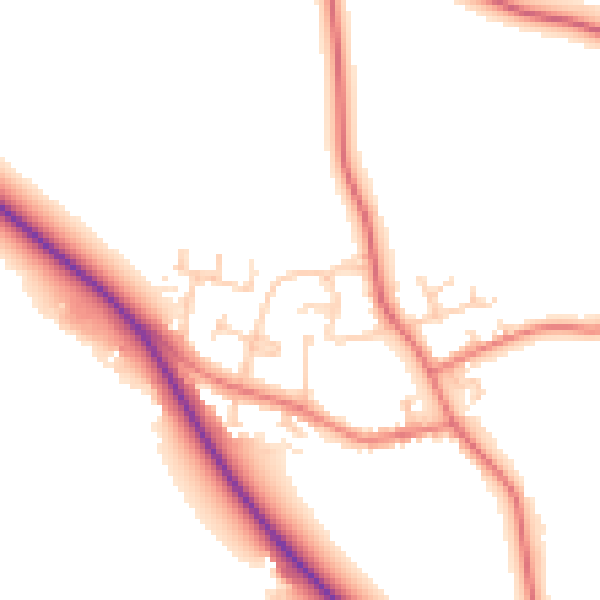 Daytime road noise heatmap for PR4 0DA