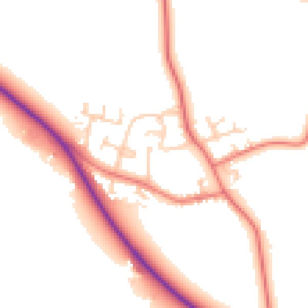 Daytime road noise heatmap for PR4 0DD