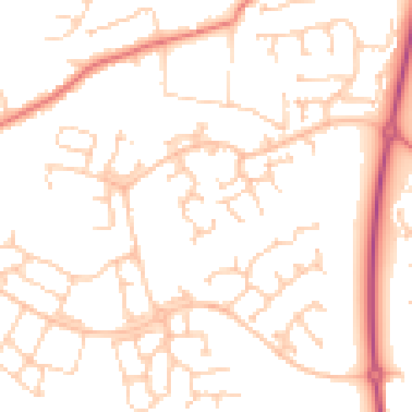 Daytime road noise heatmap for PR4 0DE