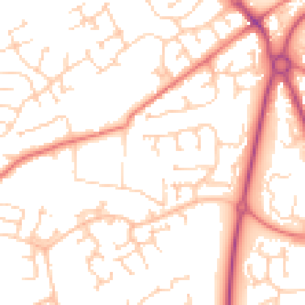 Daytime road noise heatmap for PR4 0DG