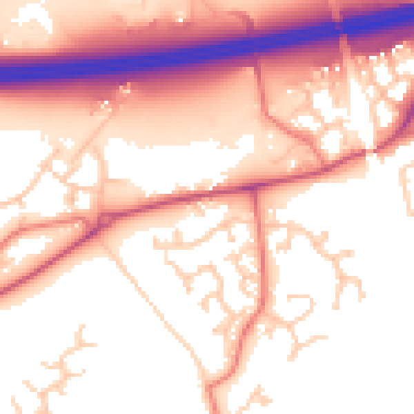Daytime road noise heatmap for PR4 0DL