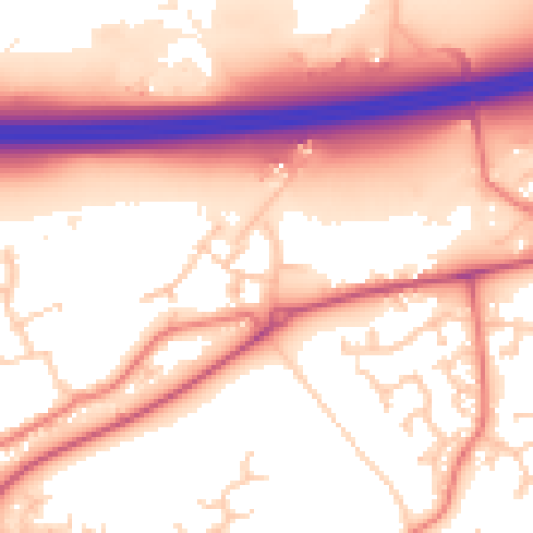 Daytime road noise heatmap for PR4 0FG