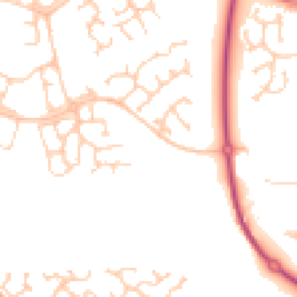 Daytime road noise heatmap for PR4 0GD